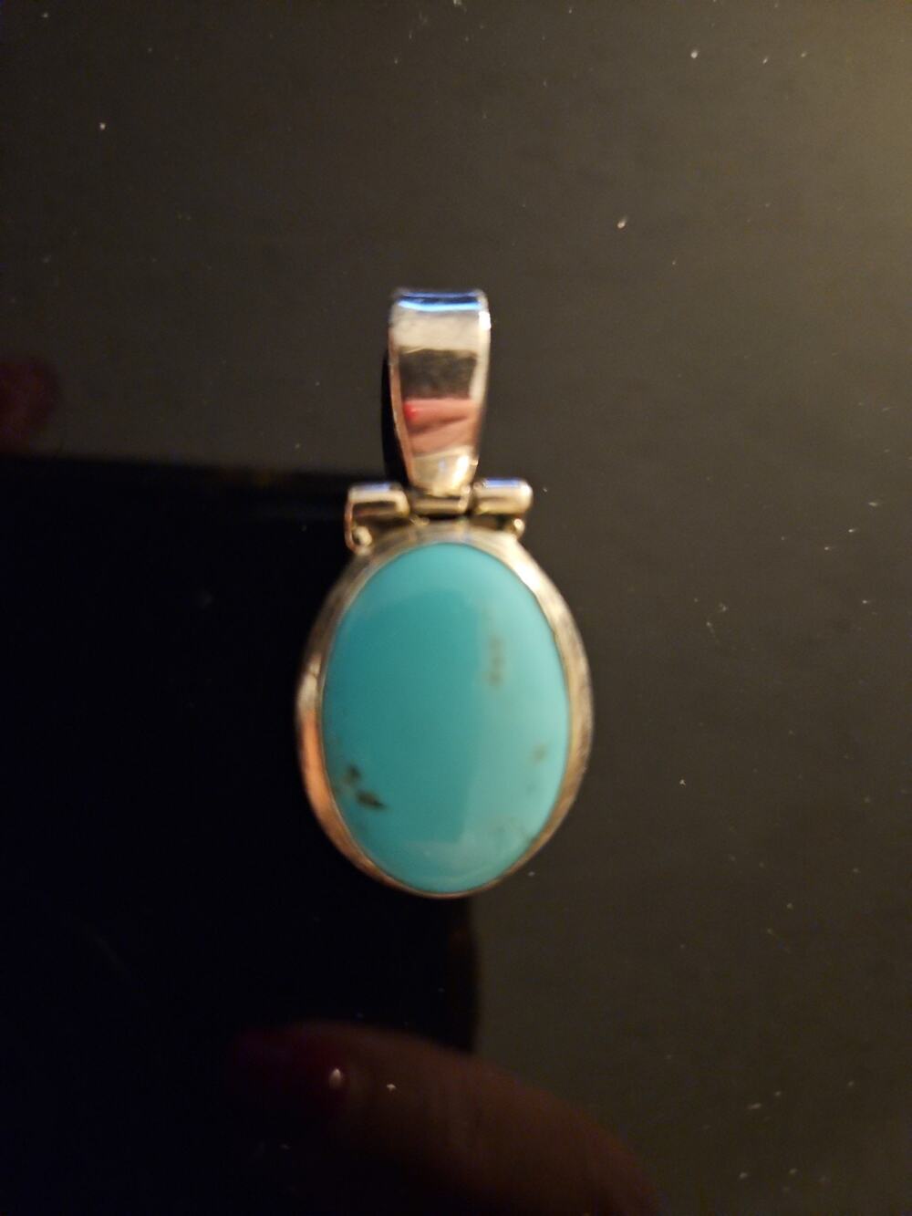 Vintage Natural Turquoise Pendant 925 Sterling Silver Oval Southwestern - Picture 2 of 8